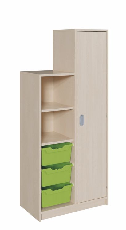 SideStep Schrank 120/160 cm, 3 ErgoTray Boxen L/1 Tür 